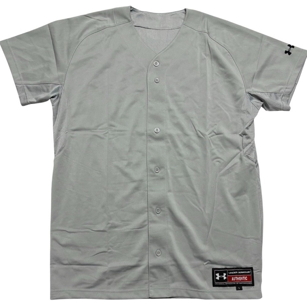 Under Armour Men's Gray Button Baseball Jersey Blank Shirt Adult Large NWOT